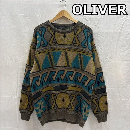 古着 USED ニット、セーター 長袖 OLIVER イタリア製 総柄 ニット セーター D-TK-2013 S メンズ USED 古着 中古 50167323