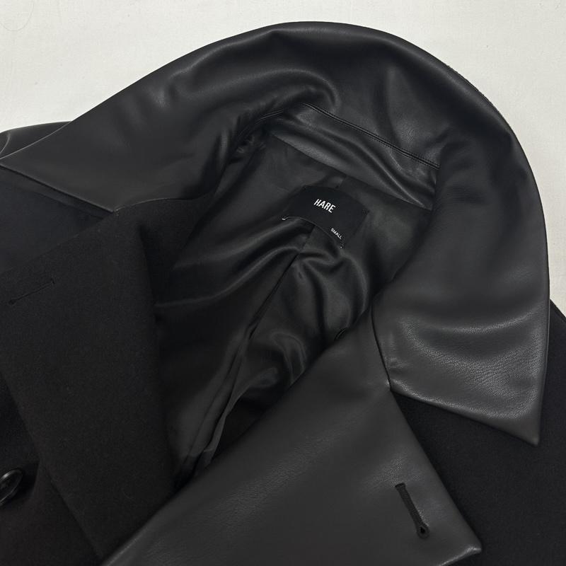 ハレ HARE コート トレンチコート HA030513AD フェイクレザー 切替し オーバーサイズ トレンチコート S 黒 / ブラック / black メンズ USED 古着 中古 50167324