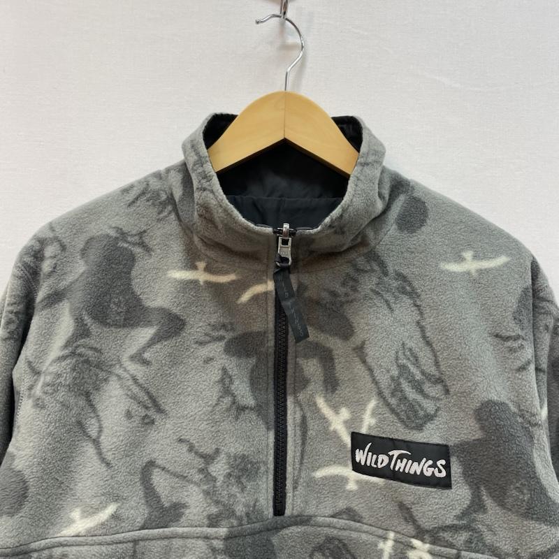 ワイルドシングス WILD THINGS トレーナー 長袖 ハーフジップ フリース プルオーバー カエル 総柄 M 灰 / グレー / gray メンズ USED 古着 中古 50167331