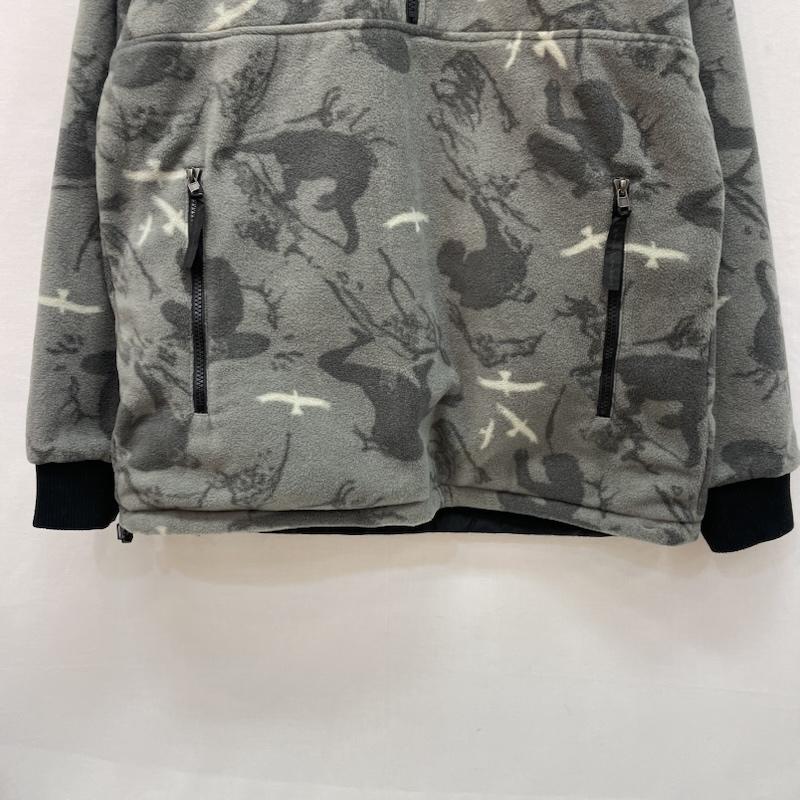 ワイルドシングス WILD THINGS トレーナー 長袖 ハーフジップ フリース プルオーバー カエル 総柄 M 灰 / グレー / gray メンズ USED 古着 中古 50167331