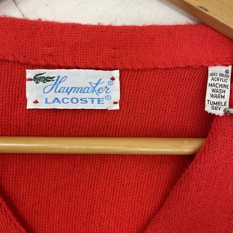 ラコステ LACOSTE カーディガン 長袖 60s 70s ヘイメーカー オルロン アクリル 青ワニ ヴィンテージ - 赤 / レッド / red レディース USED 古着 中古 50167332