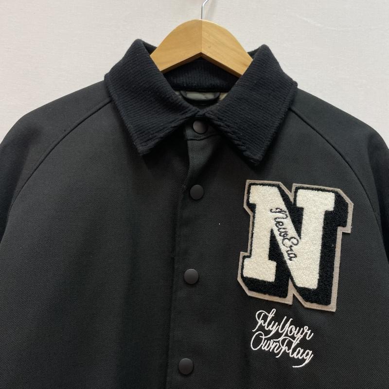 ニューエラ NEW ERA ジャケット、上着 ジャンパー、ブルゾン ウール コーチ ジャケット フロント N ワッペン 裏地 キルティング L 無地 X カモフラージュ柄・迷彩 黒 / ブラック / black メンズ USED 古着 中古 50167338