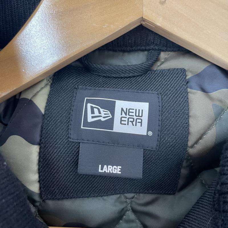 ニューエラ NEW ERA ジャケット、上着 ジャンパー、ブルゾン ウール コーチ ジャケット フロント N ワッペン 裏地 キルティング L 無地 X カモフラージュ柄・迷彩 黒 / ブラック / black メンズ USED 古着 中古 50167338