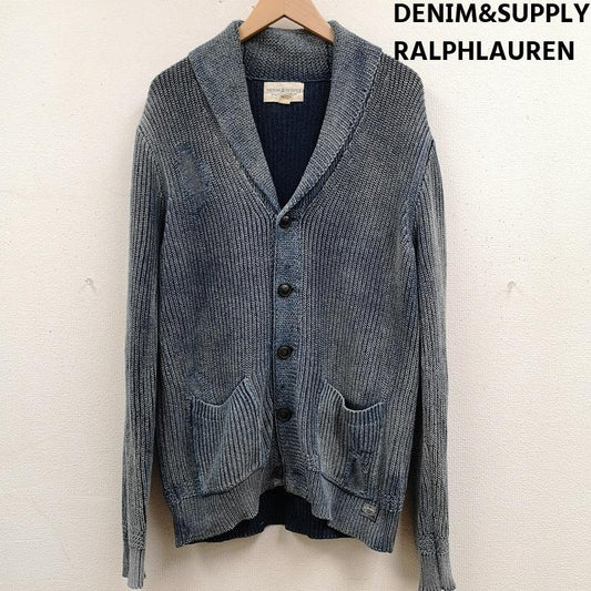 デニムアンドサプライラルフローレン DENIM & SUPPLYRALPHLAUREN カーディガン 長袖 ウォッシュ リペア加工 ショールカラー ニット カーディガン 788504689001 M インディゴ / インディゴ / Indigo メンズ USED 古着 中古 50167343