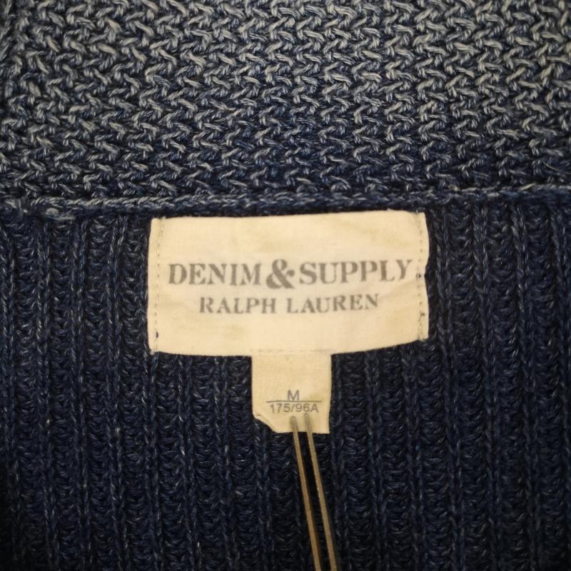 デニムアンドサプライラルフローレン DENIM & SUPPLYRALPHLAUREN カーディガン 長袖 ウォッシュ リペア加工 ショールカラー ニット カーディガン 788504689001 M インディゴ / インディゴ / Indigo メンズ USED 古着 中古 50167343