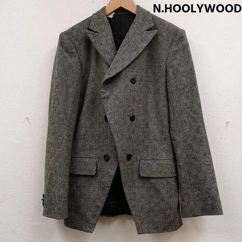 エヌハリウッド N.HOOLYWOOD ジャケット、上着 ジャケット、ブレザー 日本製 19AW モダン ヘリンボーン ダブルブレスト ジャケット 192-JK04 36 灰 / グレー / gray メンズ USED 古着 中古 50167348