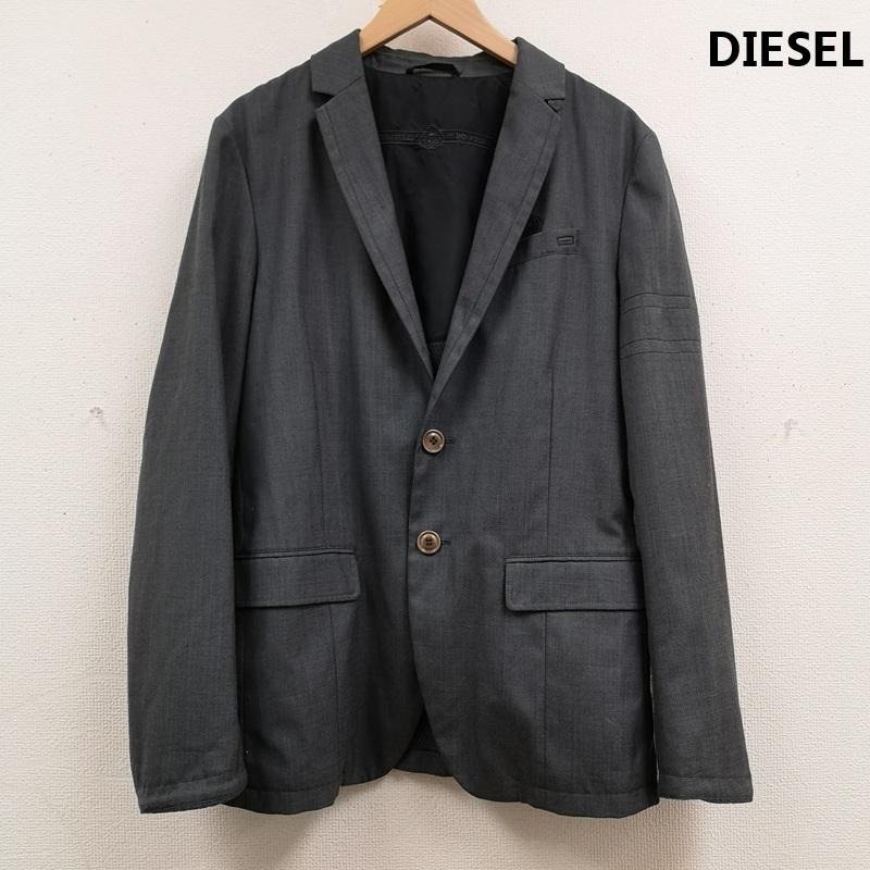 ディーゼル DIESEL ジャケット、上着 ジャケット、ブレザー エンブレムロゴ ライン 2つボタン シングルブレスト ブレザー テーラード ジャケット M チャコールグレー / チャコールグレー / メンズ USED 古着 中古 50167350