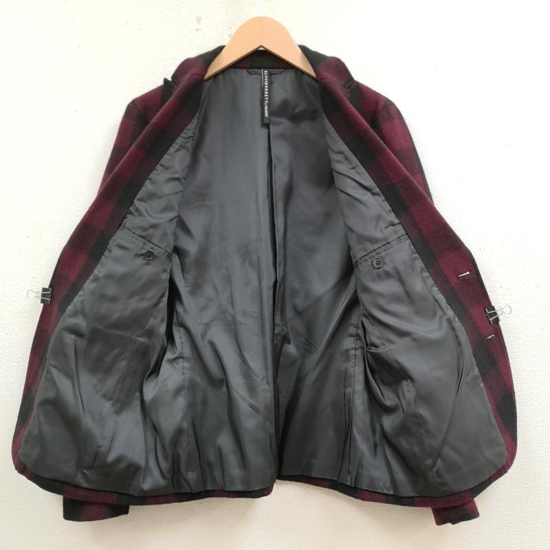 ブラックバレット バイ ニールバレット BLACKBARRETT by NEIL BARRETT ジャケット、上着 ジャケット、ブレザー シングルブレスト ブロックチェック 2つボタン ウール テーラード ジャケット 4MR17-120-18 2 えんじ / ワインレッド / dark red メンズ USED 古着 中古 50167351