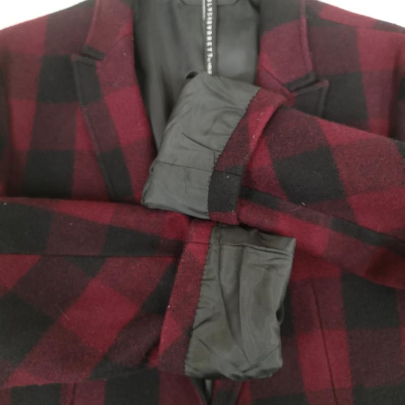 ブラックバレット バイ ニールバレット BLACKBARRETT by NEIL BARRETT ジャケット、上着 ジャケット、ブレザー シングルブレスト ブロックチェック 2つボタン ウール テーラード ジャケット 4MR17-120-18 2 えんじ / ワインレッド / dark red メンズ USED 古着 中古 50167351