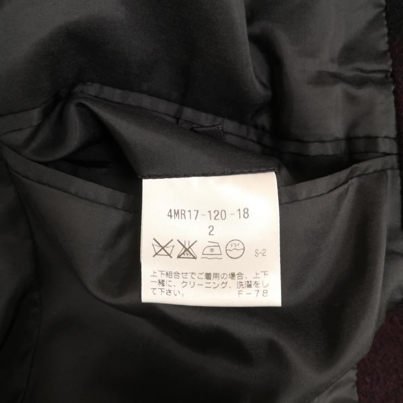 ブラックバレット バイ ニールバレット BLACKBARRETT by NEIL BARRETT ジャケット、上着 ジャケット、ブレザー シングルブレスト ブロックチェック 2つボタン ウール テーラード ジャケット 4MR17-120-18 2 えんじ / ワインレッド / dark red メンズ USED 古着 中古 50167351