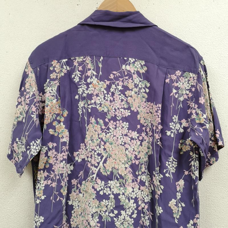 サンサーフ SUN SURF シャツ、ブラウス 半袖 CHERRY BLOSSOMS しだれ桜 花 和柄 バンブーボタン 半袖 アロハ シャツ SS30982 M 紫 / パープル / purple メンズ USED 古着 中古 50167358