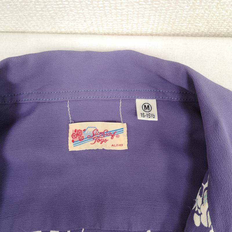 サンサーフ SUN SURF シャツ、ブラウス 半袖 CHERRY BLOSSOMS しだれ桜 花 和柄 バンブーボタン 半袖 アロハ シャツ SS30982 M 紫 / パープル / purple メンズ USED 古着 中古 50167358