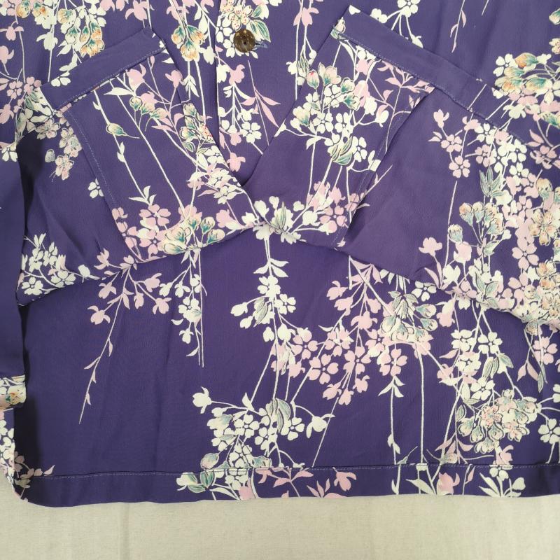 サンサーフ SUN SURF シャツ、ブラウス 半袖 CHERRY BLOSSOMS しだれ桜 花 和柄 バンブーボタン 半袖 アロハ シャツ SS30982 M 紫 / パープル / purple メンズ USED 古着 中古 50167358