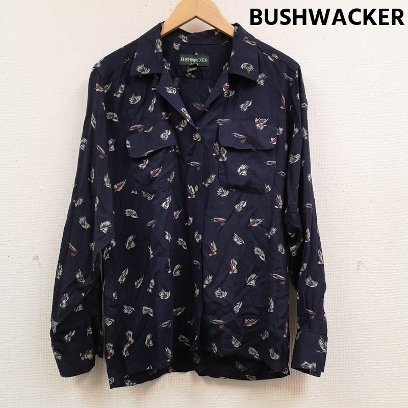 古着 USED シャツ、ブラウス 長袖 BUSHWACKER USA製 釣り毛針 フライルアー 総柄 長袖 ロング スリーブ シャツ M 紺 / ネイビー / navy メンズ USED 古着 中古 50167362