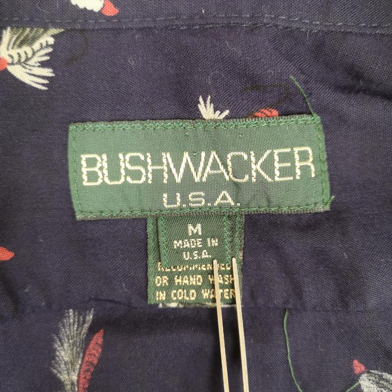 古着 USED シャツ、ブラウス 長袖 BUSHWACKER USA製 釣り毛針 フライルアー 総柄 長袖 ロング スリーブ シャツ M 紺 / ネイビー / navy メンズ USED 古着 中古 50167362