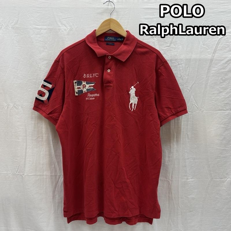 ポロラルフローレン POLO RALPH LAUREN ポロシャツ 半袖 CUSTOM FIT ビッグポニー 鹿の子 半袖 ポロシャツ XL 赤 / レッド / red メンズ USED 古着 中古 50167363