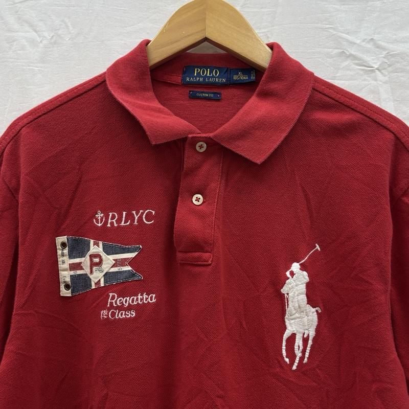 ポロラルフローレン POLO RALPH LAUREN ポロシャツ 半袖 CUSTOM FIT ビッグポニー 鹿の子 半袖 ポロシャツ XL 赤 / レッド / red メンズ USED 古着 中古 50167363