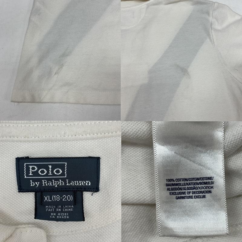 ポロラルフローレン POLO RALPH LAUREN ポロシャツ 半袖 ポロプレイヤー ビッグポニー 鹿の子 半袖 ポロシャツ XL 白 / ホワイト / white X 紺 / ネイビー / navy ボーイズ USED 古着 中古 50167366