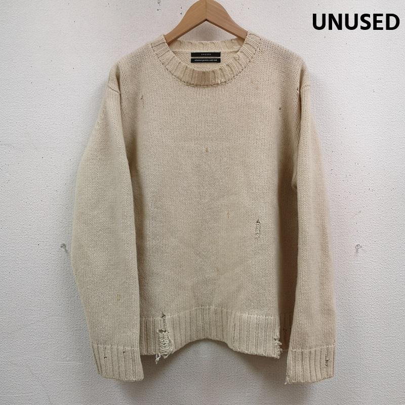 アンユーズド UNUSED ニット、セーター 長袖 2020AW ダメージ加工 3ゲージ クルーネック ニット セーター US1925 2 白 / ホワイト / white メンズ USED 古着 中古 50167368