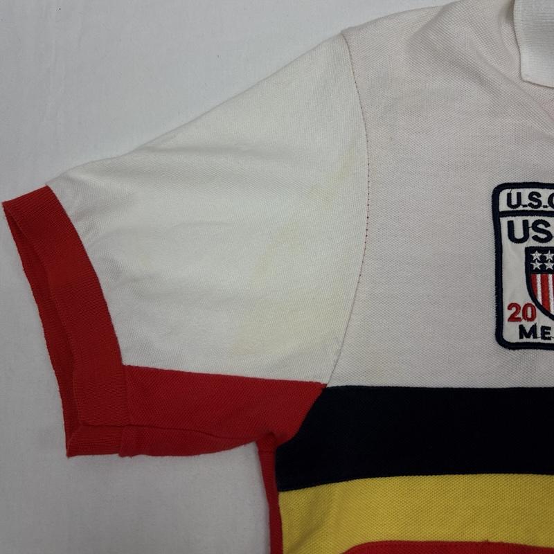 ポロバイラルフローレン Polo by RALPH LAUREN ポロシャツ 半袖 CLASSIC FIT US OPEN MERION2013 ビッグポニー 鹿の子 半袖 ポロシャツ L 白 / ホワイト / white X 赤 / レッド / red メンズ USED 古着 中古 50167372