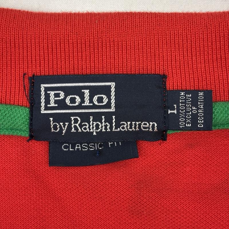 ポロバイラルフローレン Polo by RALPH LAUREN ポロシャツ 半袖 CLASSIC FIT US OPEN MERION2013 ビッグポニー 鹿の子 半袖 ポロシャツ L 白 / ホワイト / white X 赤 / レッド / red メンズ USED 古着 中古 50167372