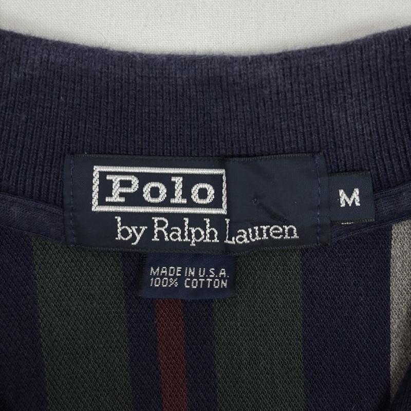 ポロバイラルフローレン Polo by RALPH LAUREN ポロシャツ 半袖 USA製 ストライプ 鹿の子 半袖 ポロシャツ M ストライプ メンズ USED 古着 中古 50167373