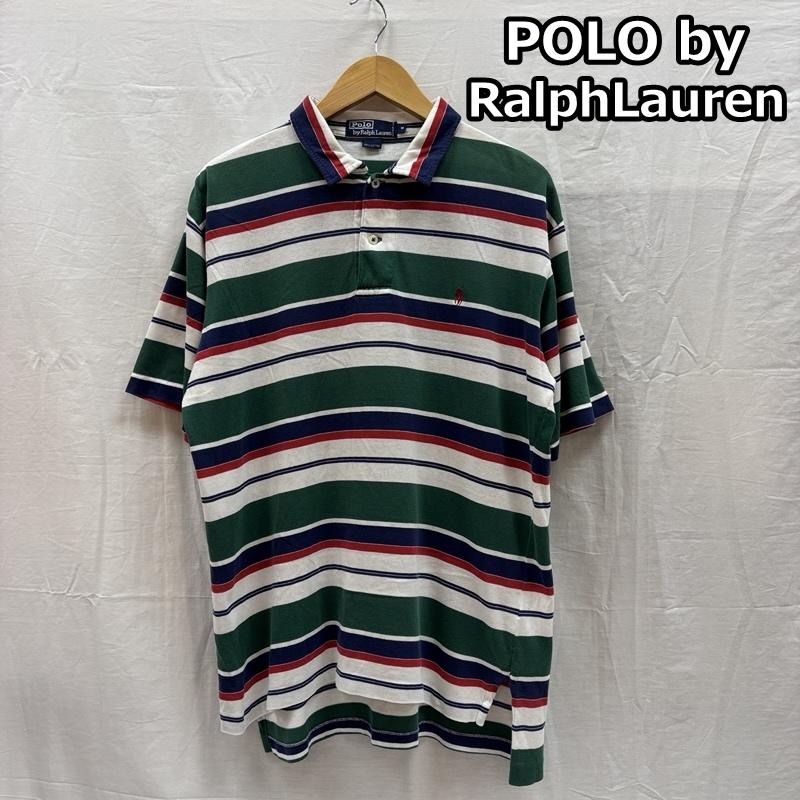 ポロバイラルフローレン Polo by RALPH LAUREN ポロシャツ 半袖 スリランカ製 ボーダー柄 半袖 ポロシャツ M ボーダー柄 メンズ USED 古着 中古 50167374