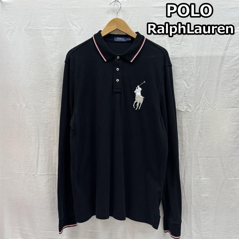 ポロラルフローレン POLO RALPH LAUREN ポロシャツ 長袖 ビッグポニー 鹿の子 長袖 ポロシャツ L 黒 / ブラック / black メンズ USED 古着 中古 50167376