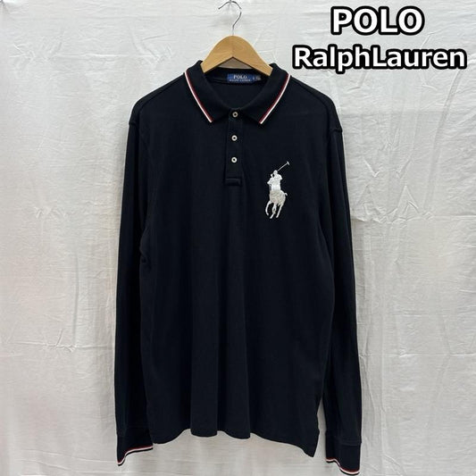 ポロラルフローレン POLO RALPH LAUREN ポロシャツ 長袖 ビッグポニー 鹿の子 長袖 ポロシャツ L 黒 / ブラック / black メンズ USED 古着 中古 50167376