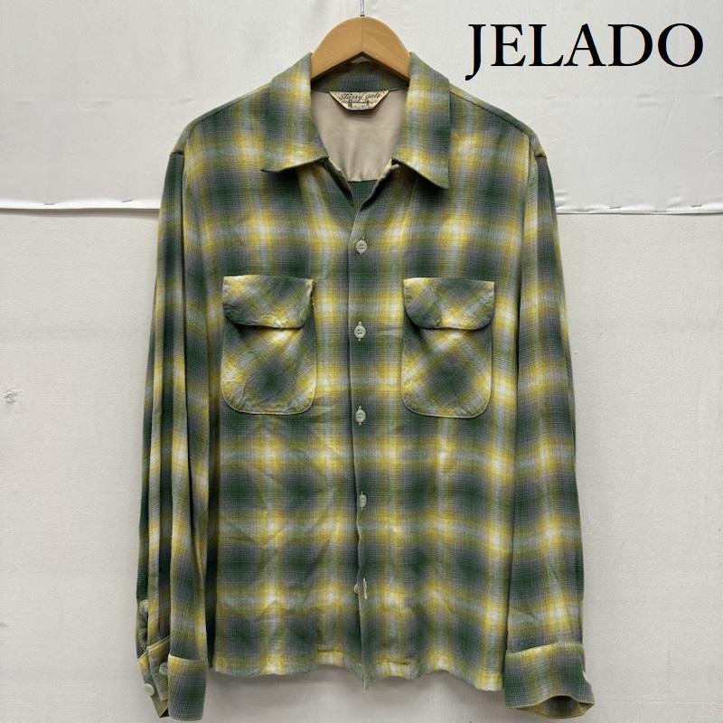 ジェラード JELADO シャツ、ブラウス 長袖 STARRY GATE オンブレ チェック オープンカラー シャツ L 緑 / グリーン / green X マルチカラー / マルチカラー / multicolor メンズ USED 古着 中古 50167388