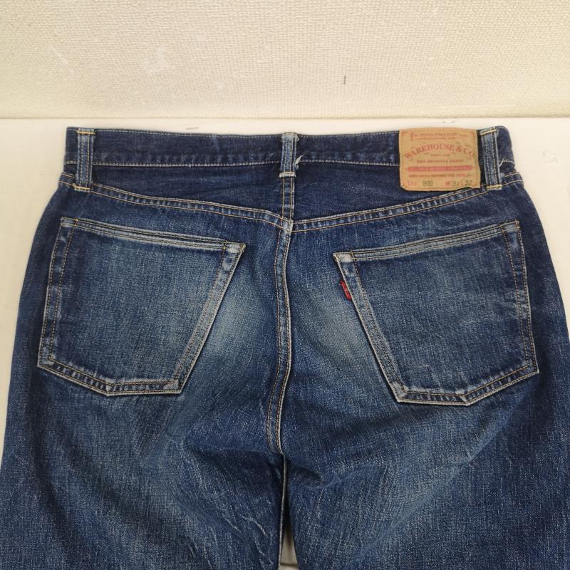 ウエアハウス WAREHOUSE パンツ デニム、ジーンズ 日本製 イエローライン ボタンフライ テーパード スリム デニム パンツ Lot 900 34 インディゴ / インディゴ / Indigo メンズ USED 古着 中古 50167391