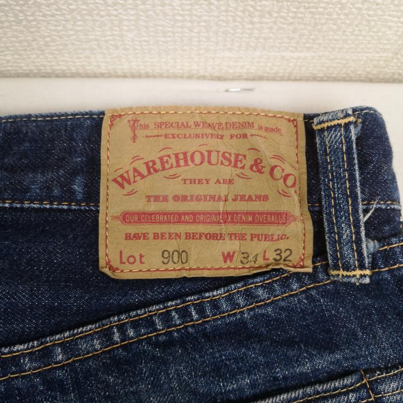 ウエアハウス WAREHOUSE パンツ デニム、ジーンズ 日本製 イエローライン ボタンフライ テーパード スリム デニム パンツ Lot 900 34 インディゴ / インディゴ / Indigo メンズ USED 古着 中古 50167391