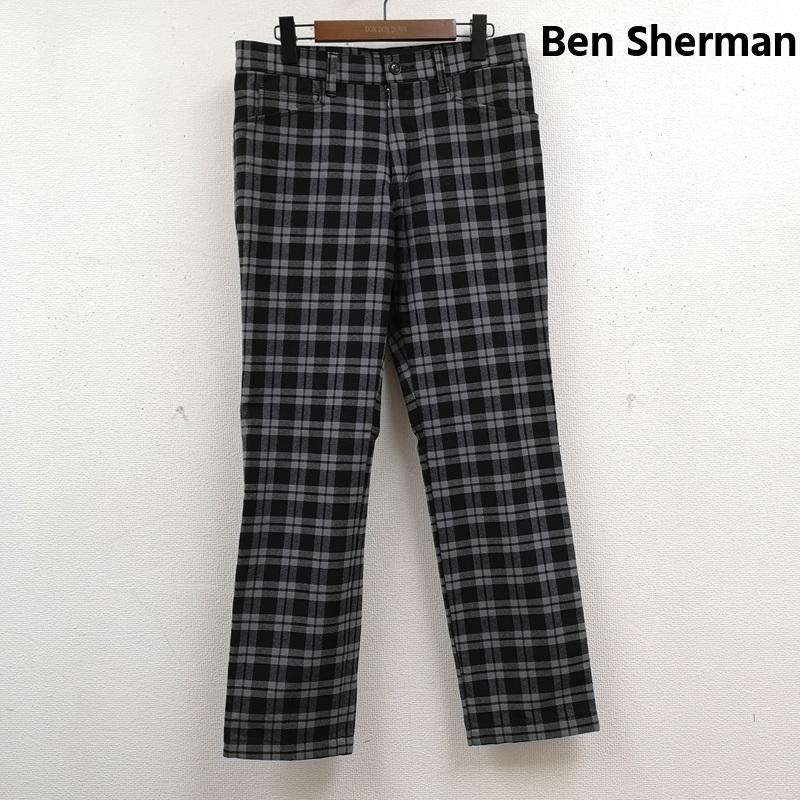 ベンシャーマン Ben Sherman パンツ デニム、ジーンズ 日本製 モノトーン チェック柄 ストレート デニム パンツ BS-22001 32インチ 黒 / ブラック / black X 灰 / グレー / gray メンズ USED 古着 中古 50167393