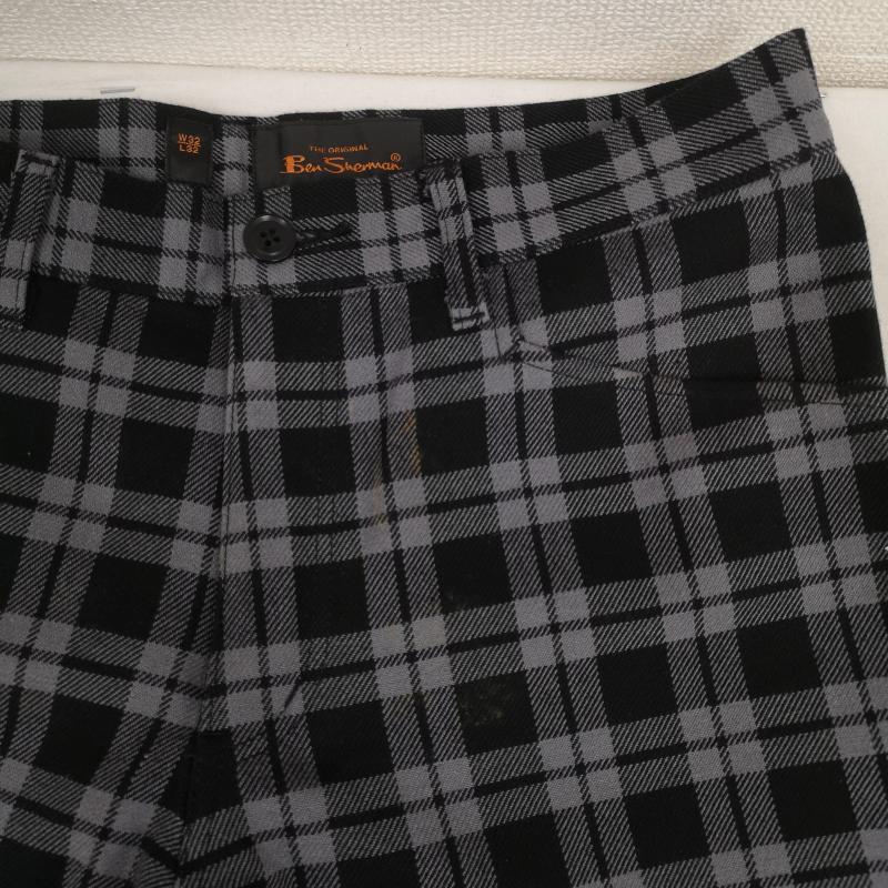 ベンシャーマン Ben Sherman パンツ デニム、ジーンズ 日本製 モノトーン チェック柄 ストレート デニム パンツ BS-22001 32インチ 黒 / ブラック / black X 灰 / グレー / gray メンズ USED 古着 中古 50167393
