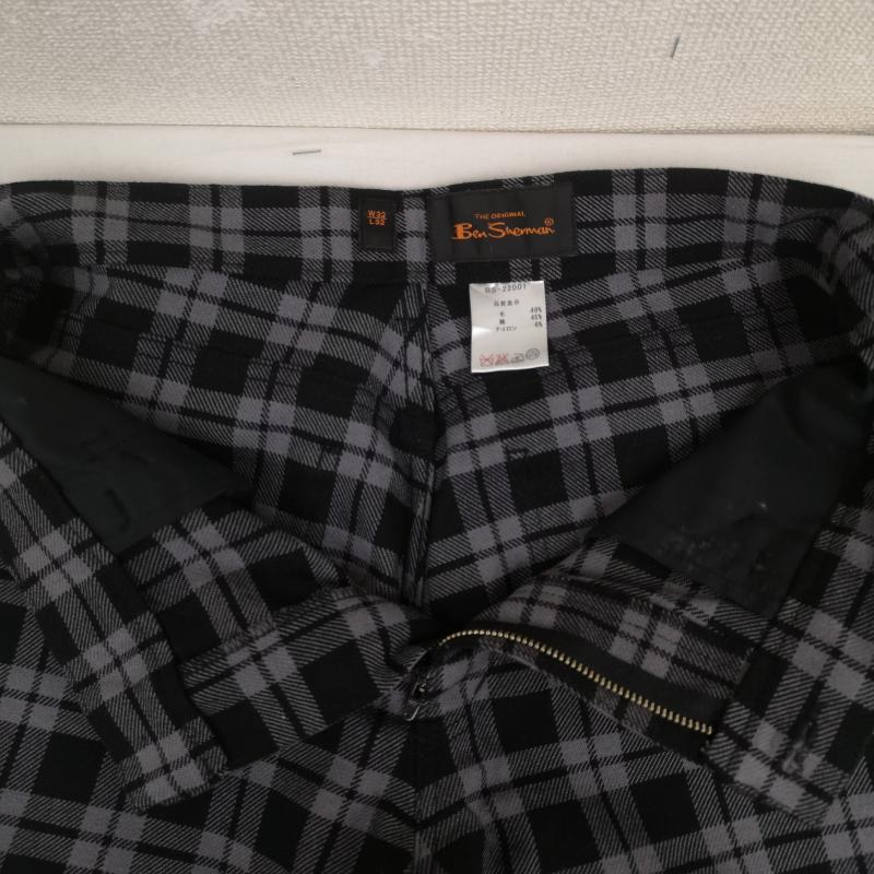 ベンシャーマン Ben Sherman パンツ デニム、ジーンズ 日本製 モノトーン チェック柄 ストレート デニム パンツ BS-22001 32インチ 黒 / ブラック / black X 灰 / グレー / gray メンズ USED 古着 中古 50167393