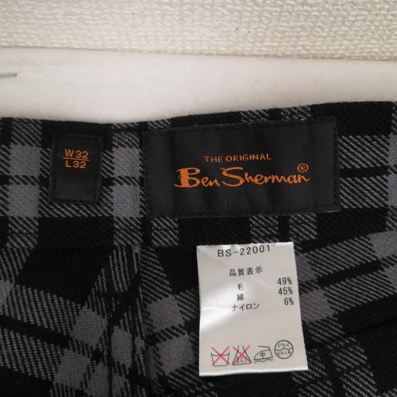 ベンシャーマン Ben Sherman パンツ デニム、ジーンズ 日本製 モノトーン チェック柄 ストレート デニム パンツ BS-22001 32インチ 黒 / ブラック / black X 灰 / グレー / gray メンズ USED 古着 中古 50167393
