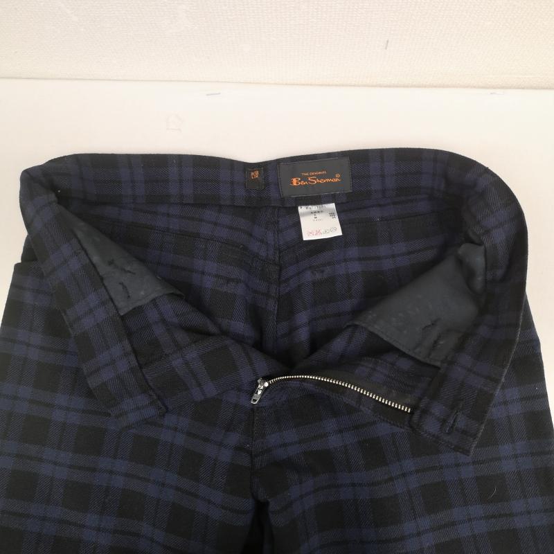 ベンシャーマン Ben Sherman パンツ デニム、ジーンズ 日本製 モノトーン チェック柄 ストレート デニム パンツ BS-22001 32インチ 青 / ブルー / blue X 黒 / ブラック / black メンズ USED 古着 中古 50167394