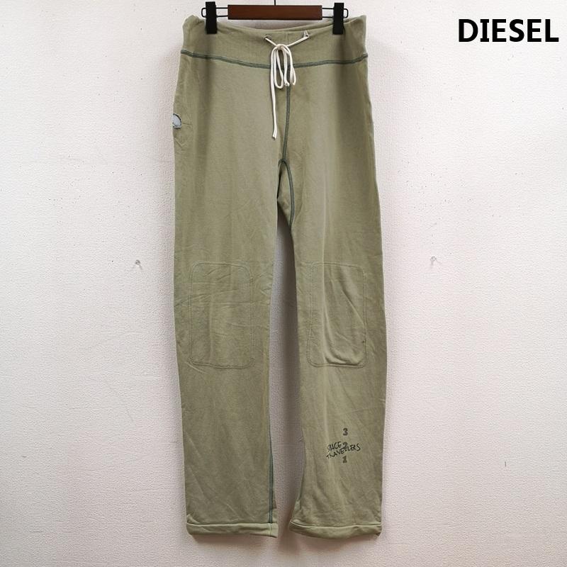 ディーゼル DIESEL パンツ チノパン ギリシャ製 フェード ステッチ ダメージ加工 スウェット イージー パンツ S カーキ / カーキ / khaki メンズ USED 古着 中古 50167397