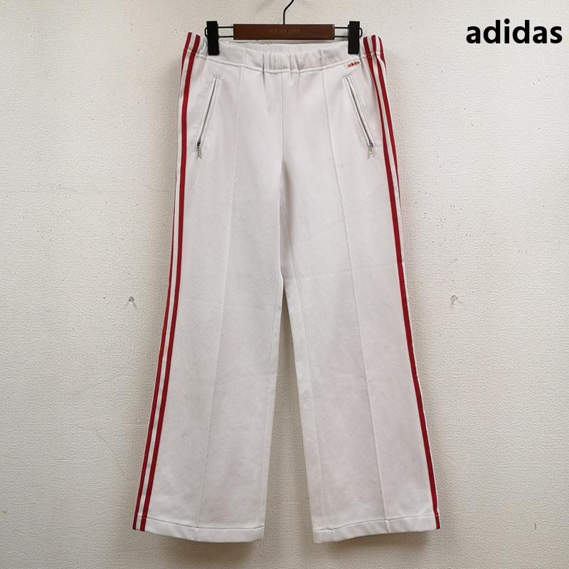 アディダス adidas パンツ スラックス old adidas 3本線 スリーストライプス ピンタック ウエストゴム ジャージ トラックパンツ L 白 / ホワイト / white X 赤 / レッド / red メンズ USED 古着 中古 50167398