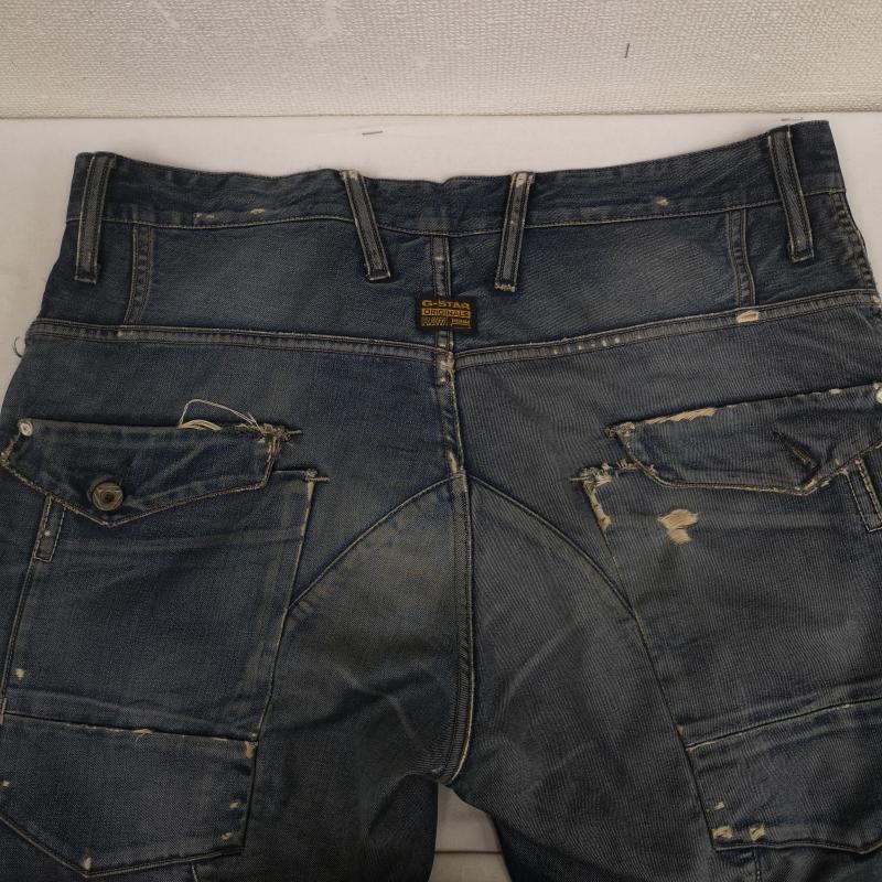 ジースターロゥ G-STAR RAW パンツ デニム、ジーンズ 3301 ニーパッチ 立体裁断 ミリタリー ワーク テーパード ジーンズ デニム パンツ インディゴ / インディゴ / Indigo メンズ USED 古着 中古 50167399