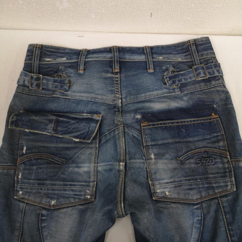 ジースターロゥ G-STAR RAW パンツ デニム、ジーンズ イタリア製 ニーパッチ ワーク 立体裁断 トレイル 5620 テーパード デニム パンツ 32インチ インディゴ / インディゴ / Indigo メンズ USED 古着 中古 50167400