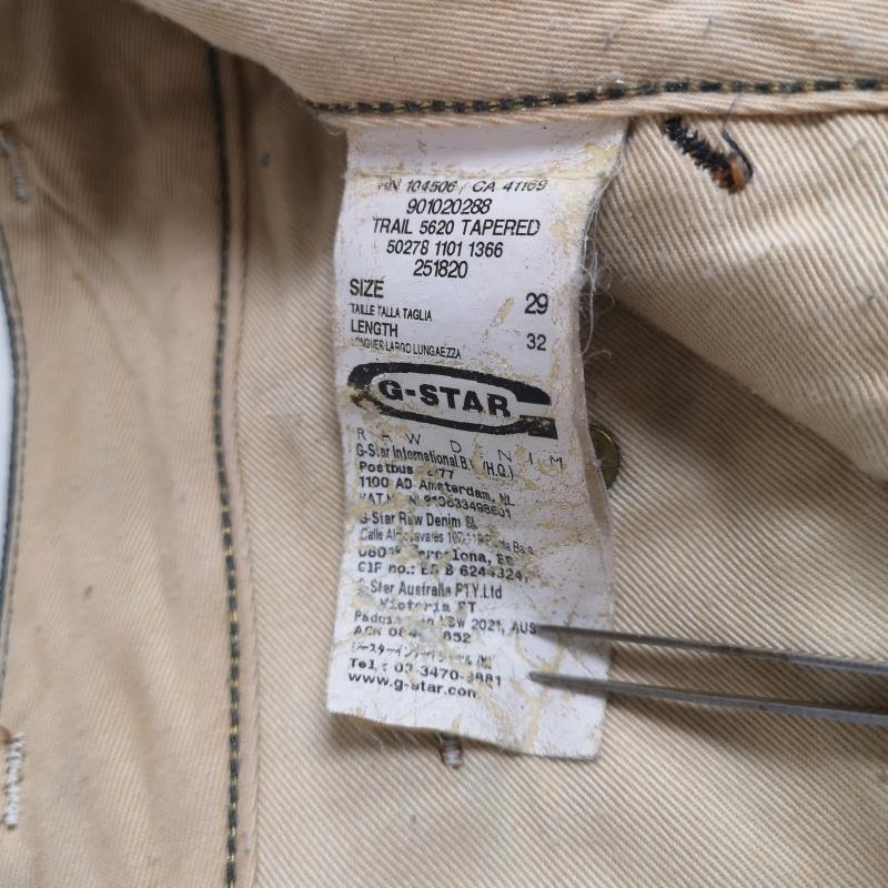 ジースターロゥ G-STAR RAW パンツ デニム、ジーンズ イタリア製 ニーパッチ ワーク 立体裁断 トレイル 5620 テーパード デニム パンツ 32インチ インディゴ / インディゴ / Indigo メンズ USED 古着 中古 50167400