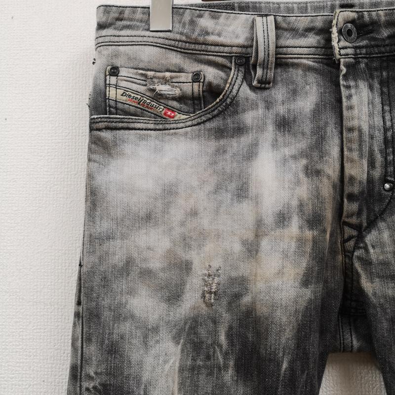ディーゼル DIESEL パンツ デニム、ジーンズ イタリア製 Y2K ウォッシュ加工 スリム スキニー デニム パンツ THANAZ 30インチ 黒 / ブラック / black X 灰 / グレー / gray メンズ USED 古着 中古 50167404