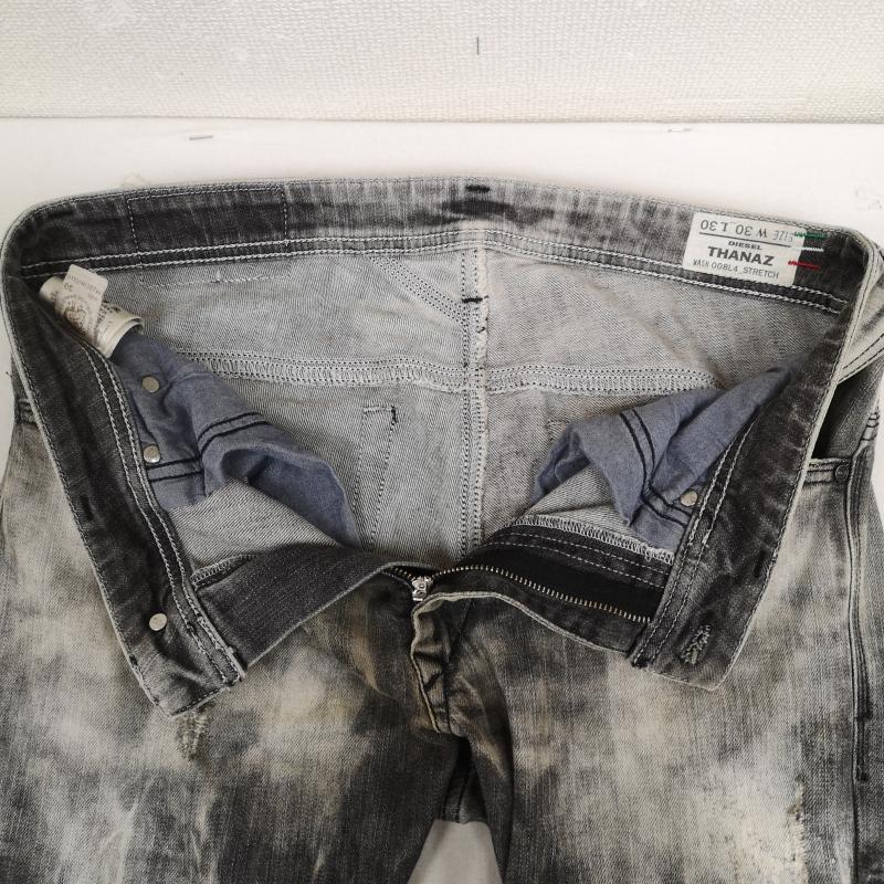 ディーゼル DIESEL パンツ デニム、ジーンズ イタリア製 Y2K ウォッシュ加工 スリム スキニー デニム パンツ THANAZ 30インチ 黒 / ブラック / black X 灰 / グレー / gray メンズ USED 古着 中古 50167404