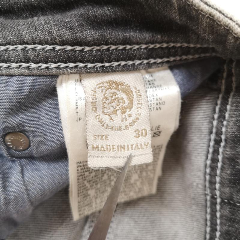 ディーゼル DIESEL パンツ デニム、ジーンズ イタリア製 Y2K ウォッシュ加工 スリム スキニー デニム パンツ THANAZ 30インチ 黒 / ブラック / black X 灰 / グレー / gray メンズ USED 古着 中古 50167404