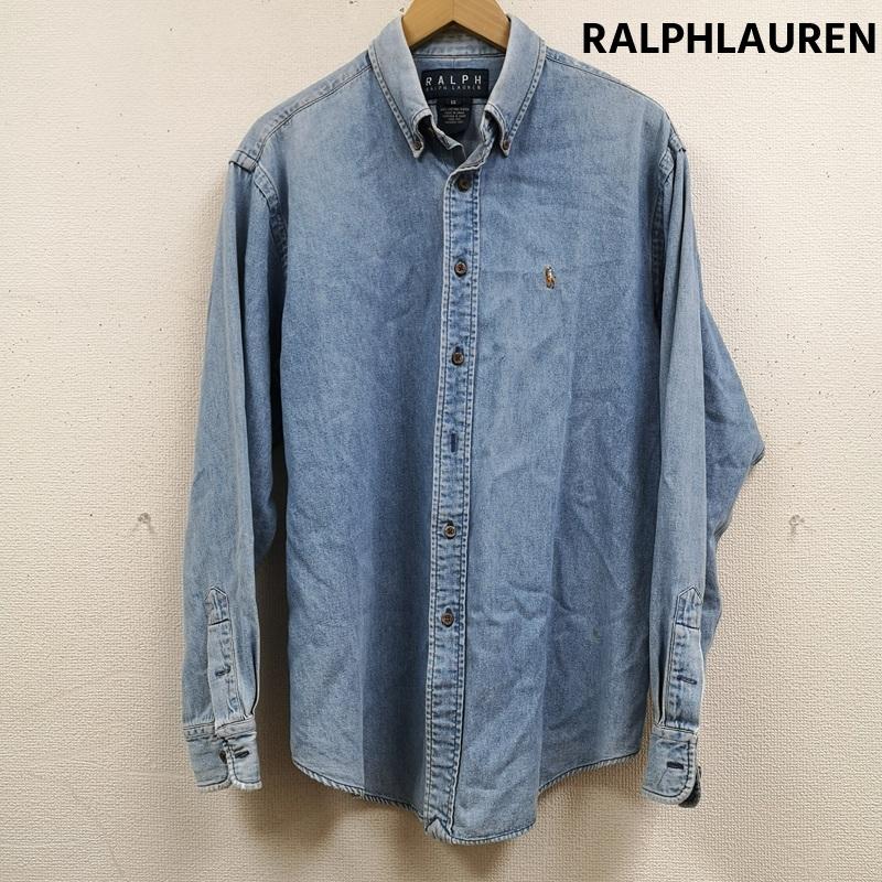 ラルフローレン RALPHLAUREN シャツ、ブラウス 長袖 ポニー ロゴ 刺繍 ワンポイント ウォッシュ加工 ボタン ダウン 長袖 デニム シャツ XL インディゴ / インディゴ / Indigo メンズ USED 古着 中古 50167411