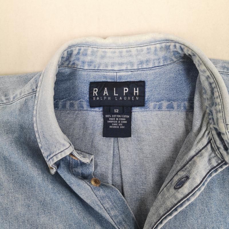 ラルフローレン RALPHLAUREN シャツ、ブラウス 長袖 ポニー ロゴ 刺繍 ワンポイント ウォッシュ加工 ボタン ダウン 長袖 デニム シャツ XL インディゴ / インディゴ / Indigo メンズ USED 古着 中古 50167411