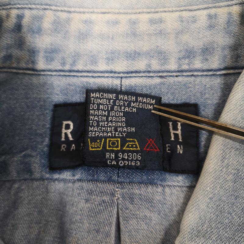 ラルフローレン RALPHLAUREN シャツ、ブラウス 長袖 ポニー ロゴ 刺繍 ワンポイント ウォッシュ加工 ボタン ダウン 長袖 デニム シャツ XL インディゴ / インディゴ / Indigo メンズ USED 古着 中古 50167411