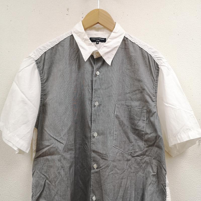 コムデギャルソンオム COMME des GARCONS HOMME シャツ、ブラウス 半袖 日本製 2004SS チェック 切り替え ドッキング 半袖 シャツ M 灰 / グレー / gray X 白 / ホワイト / white メンズ USED 古着 中古 50167413