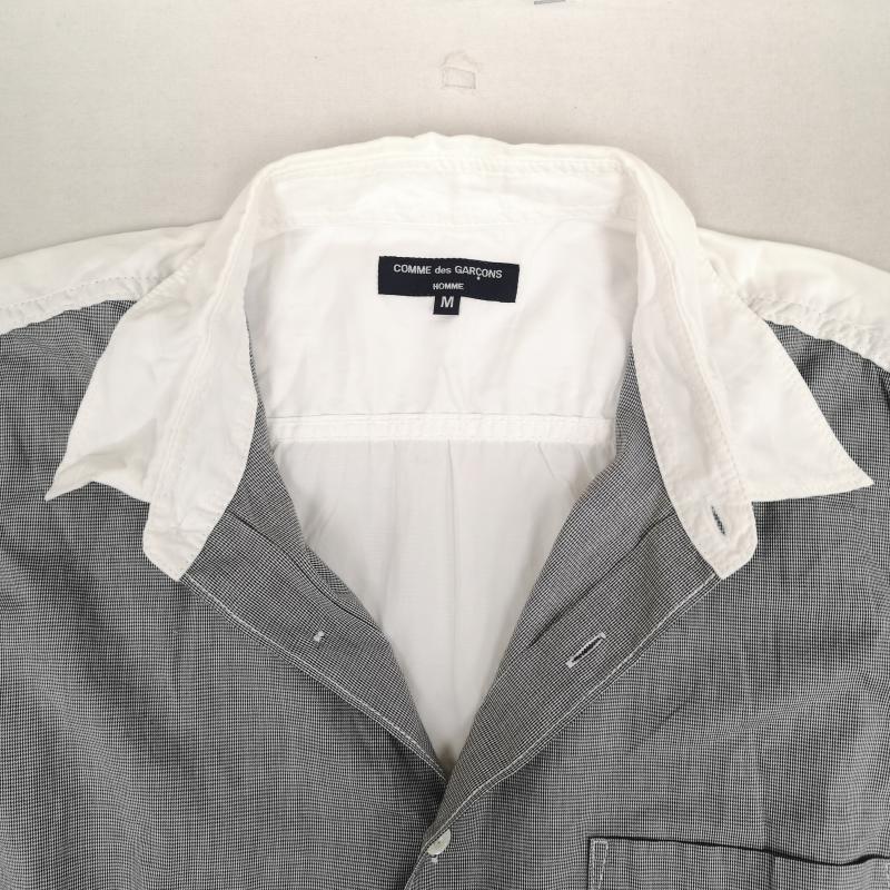 コムデギャルソンオム COMME des GARCONS HOMME シャツ、ブラウス 半袖 日本製 2004SS チェック 切り替え ドッキング 半袖 シャツ M 灰 / グレー / gray X 白 / ホワイト / white メンズ USED 古着 中古 50167413